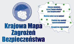 Grafika z napisem: Krajowa Mapa Zagrożeń Bezpieczeństwa.