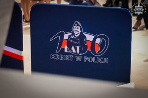 Logo graficzne z napisem 100 lat kobiet w Policji.