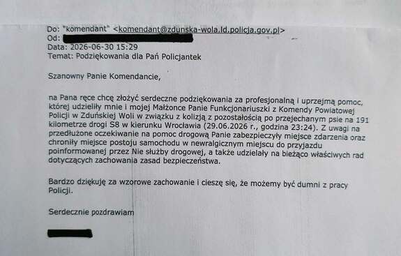 Treść podziękowań.