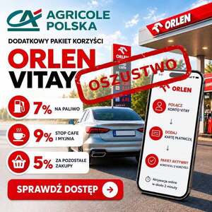 Grafika. Oferty rabatów na paliwo z logiem Orlen i banku.